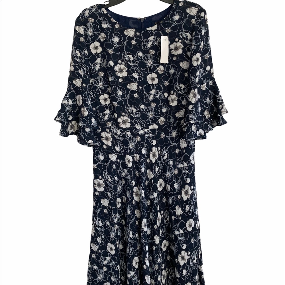 NWT Brooks Brothers Navy/White Bell Sleeve Dress